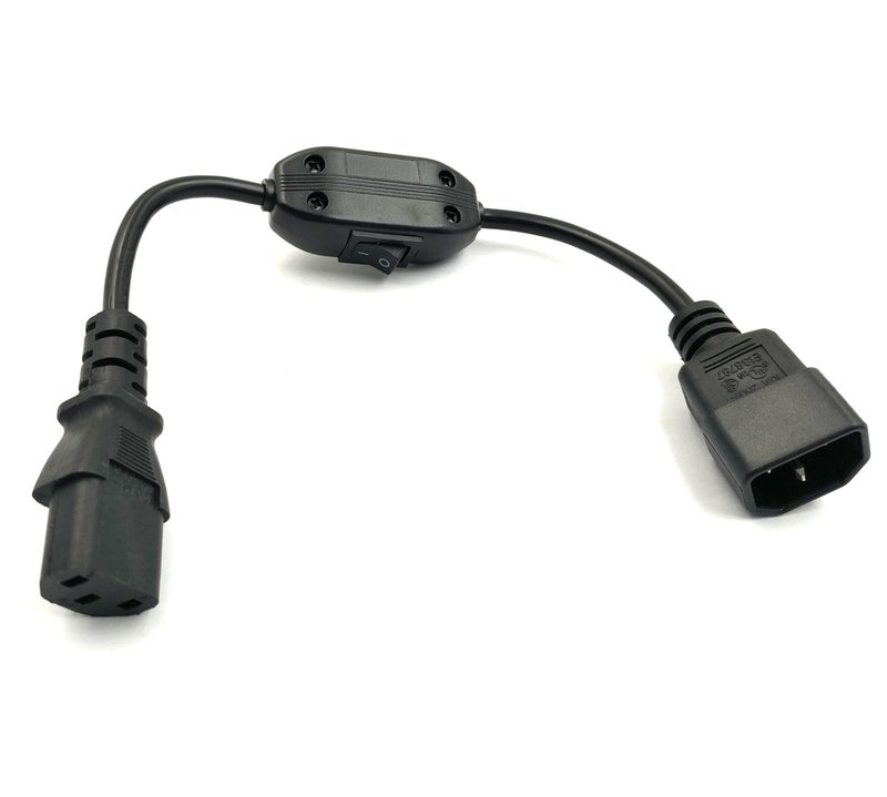 Duttek Power Cord with Switch, PC Power Cord Inline Switch IEC 320 Mains Power C14 to C13 Male to Female Power Extension Cord Cable with Switch Standard Computer to PDU 30CM/1FT - Image 5